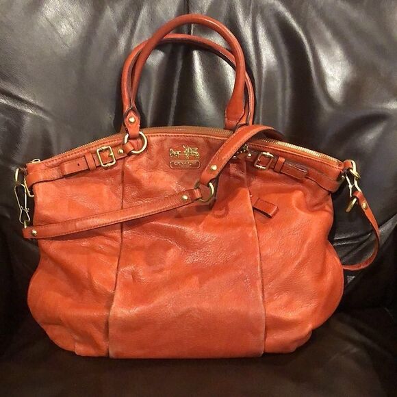 COACH Copper Orange Leather Hobo Satchel Crossbody Shoulder Bag Vintage - Picture 1 of 15